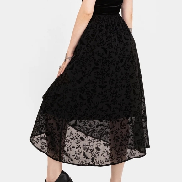 1499 NWT Disturbia Faustina Flocked Chiffon Mock Wrap Midaxi Skirt US 8 - Picture 2 of 8